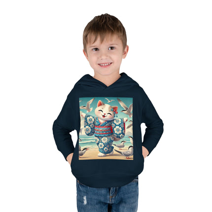 Geisha Kitten by the Seaside Toddler Pullover Fleece Hoodie