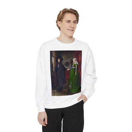 Arnolfini Portrait by Jan Van Eyck Unisex Garment-Dyed Sweatshirt