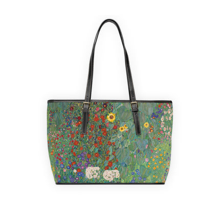 Farm Garden with Sunflowers by Gustav Klimt PU Leather Shoulder Bag