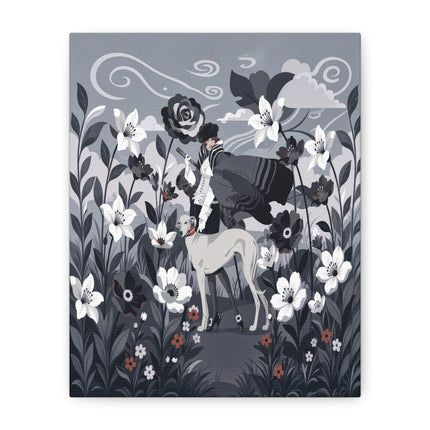 🖤🌸 The Greyhound Floral Promenade Placemat – Art Deco Monochrome Fashion
