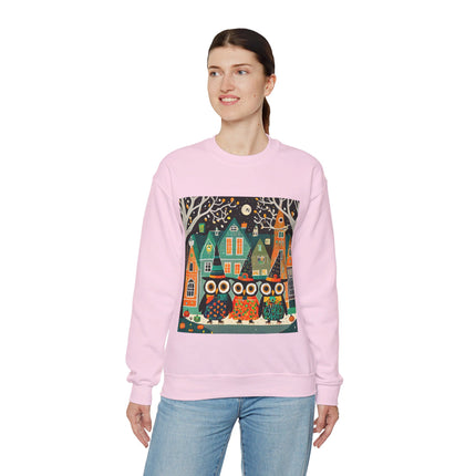 Night of the Trick-or-Treating Owlets Unisex Heavy Blend™ Crewneck Sweatshirt