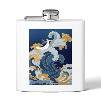 Wave Enchantress Flask – Oceanic Grace & Golden Tides