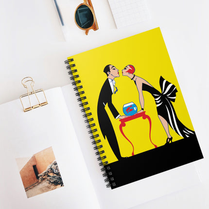 A Moment of Elegance: A Passionate Embrace Amidst Golden Splendor Spiral Notebook - Ruled Line