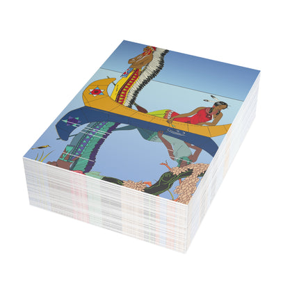 Le long du Missouri (Indian couple on the Missouri River) by George Barbier Greeting Cards (1, 10, 30, and 50pcs)