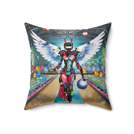 Samurai Robot Angels Spun Polyester Square Pillow