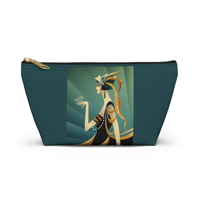 Art Deco Flapper with Bird Cosmetic Bag – Elegant Glamour & Timeless Style