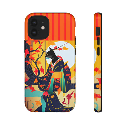 Black Cat in Kimono Phone Cases