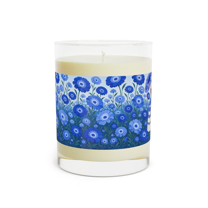 💙🌼 The Lady Of The Sapphire Blue Flower Garden Scented Candle – Art Deco Floral Elegance