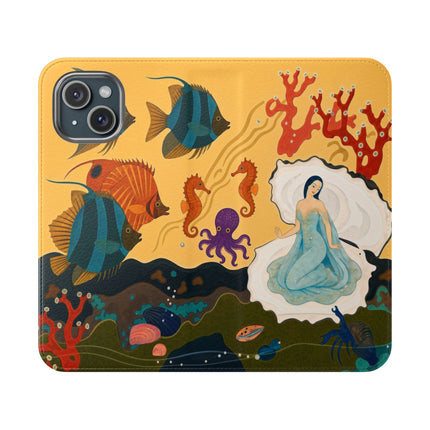 🐚🌊 The Lady Of The Enchanted Pearl Flip Case – Art Deco Undersea Fantasy