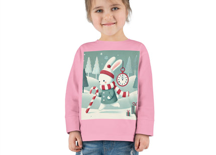 Candy Cane Timekeeper Bunny Toddler Long Sleeve Tee