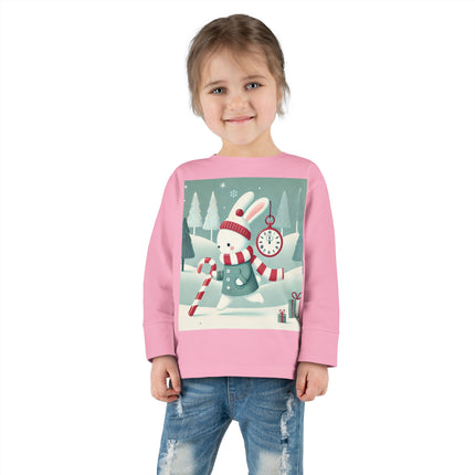 Candy Cane Timekeeper Bunny Toddler Long Sleeve Tee