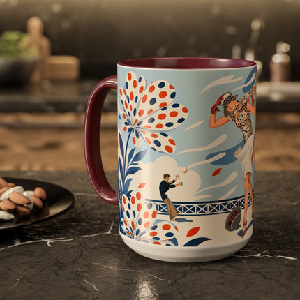 🌼🧡 The Polka Dot Wind Dancer Colorful Mug – Art Deco Fashion Whimsy