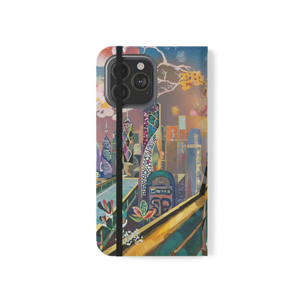 🤖🌆 Cyber Punk Robot Models Flip Case – Futuristic Fashion & Neon Elegance