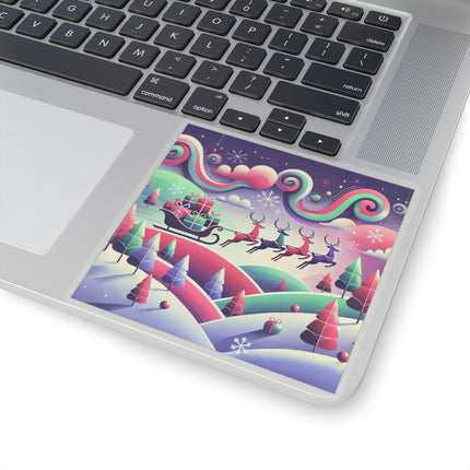 Festive Reindeer Flight Kiss-Cut Stickers (4 Sizes)