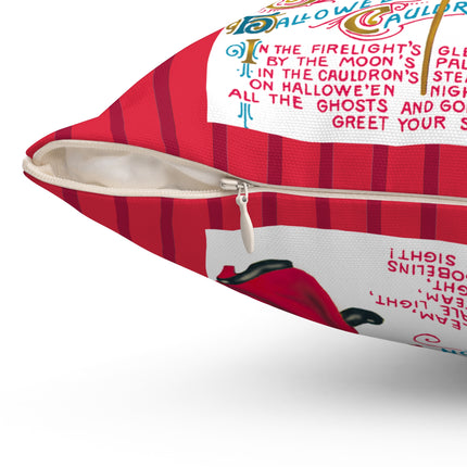 The Hallowe'en Cauldron In the Firelight's Gleam Spun Polyester Square Pillow