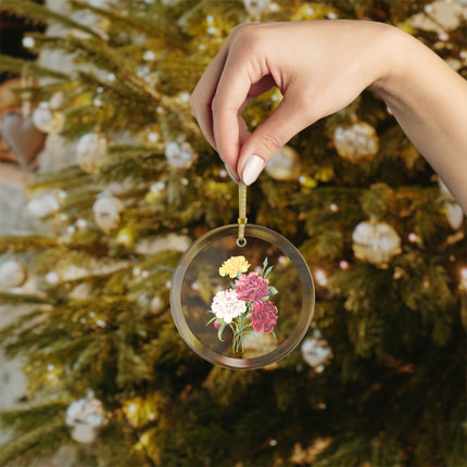 Carnation botanical illustration by Pierre-Joseph Redouté Glass Ornament
