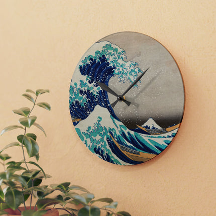 The Great Wave off Kanagawa by Katsushika Hokusai Acrylic Wall Clock, Round and Square