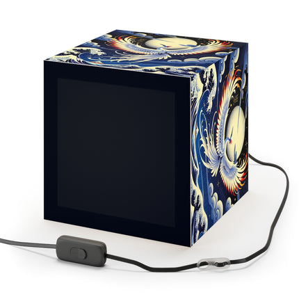 Majestic White Crane Light Cube Lamp