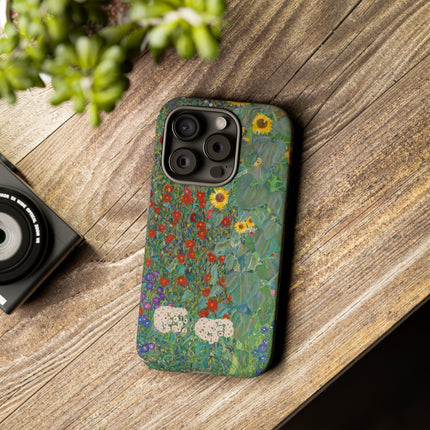 Farm Garden with Sunflowers by Gustav Klimt Phone Cases