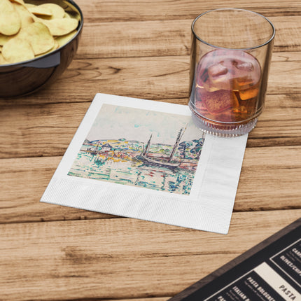 Concarneau by Paul Signac White Coined Napkins
