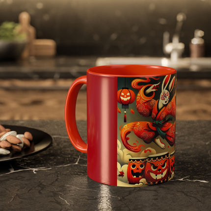 Jack-O’-Lantern Drums & The Kabuki Rabbit Colorful Mugs (11oz, 15oz)