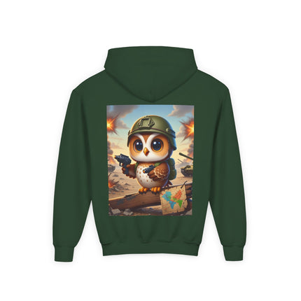 Owl on the Front Lines Youth Hooded Sweatshirt – Courage, Wisdom & Quiet Strength