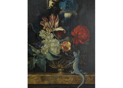 Dutch Baroque Still Life Puzzle — Tulips, Butterfly & Lizard (110–1014 pcs)