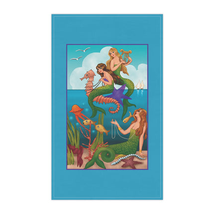Three Mermaids with Strings of Pearls by Carlo Chiostri Kitchen Towel