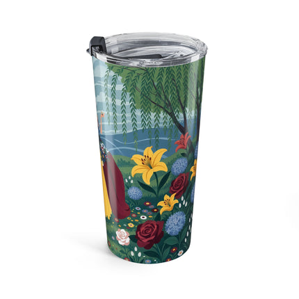 🌹🌿 The Willow Garden Promenade Tumbler, 20oz – Art Deco Floral Elegance
