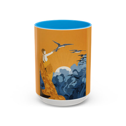Falcon Mistress Colorful Mugs – Art Deco Majesty & Mythic Freedom