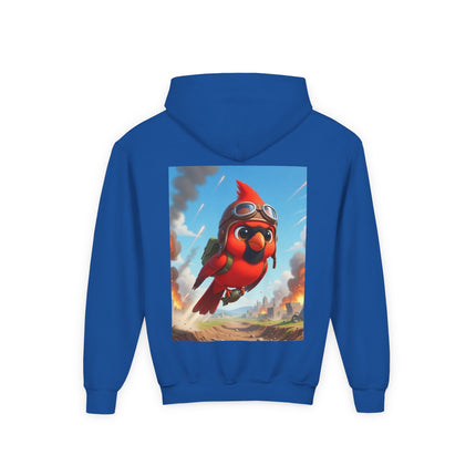 Cardinal Dive Bomber Youth Hooded Sweatshirt – Bold Flight & Fearless Adventure