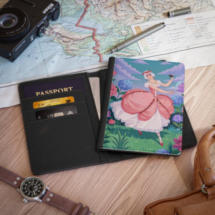 🎭🌸 The Lady Of The Secret Masquerade Passport Cover – Art Deco Garden Fantasy
