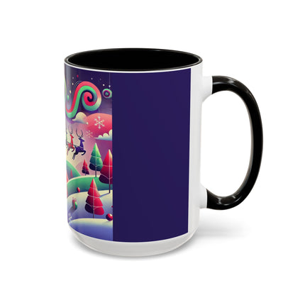 Festive Reindeer Flight Colorful Mugs (11oz, 15oz)