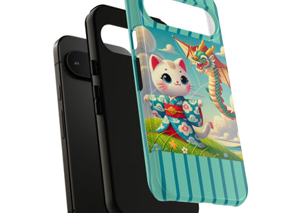 Geisha Kitten and the Dragon Kite Phone Cases