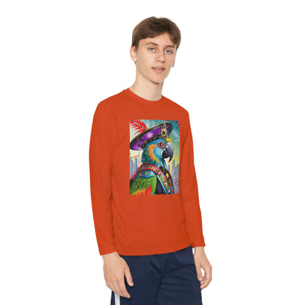 Tech Plumes Youth Long Sleeve Competitor Tee – Neon Wings & Cyberpunk Adventure