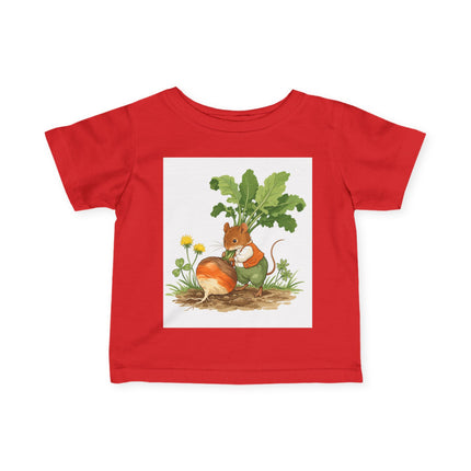 🐭🥕 The Little Garden Harvest Mouse Infant Fine Jersey Tee – Whimsical Woodland Charm