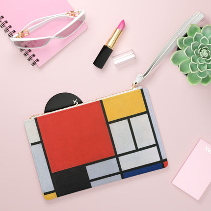 Composition with Red, Yellow, Blue, and Black Clutch Bag
