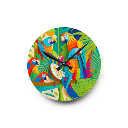 Colorful Macaws Acrylic Wall Clock, Round and Square