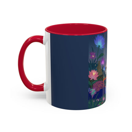 Moonlit Incense Ceremony Colorful Mugs – Art Deco Meditation Garden
