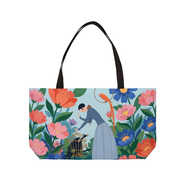 🦜🌺 The Lady Of The Garden Aviary Weekender Tote Bag – Art Deco Floral Whimsy