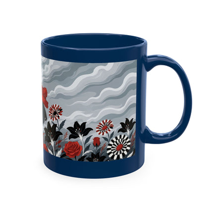 ☂️🌹 The Lady In The Windy Rose Garden Ceramic Mug – Art Deco Fashion Whimsy