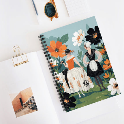 🌺☂️ The Ladies Of The Flower Garden Spiral Notebook – Art Deco Floral Fashion