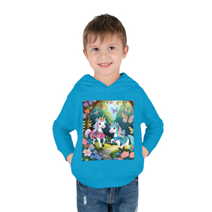 Baby Unicorns and Fluttering Butterflies Toddler Pullover Fleece Hoodie