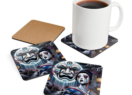 Geisha’s Black Ink Tears Corkwood Coaster Set