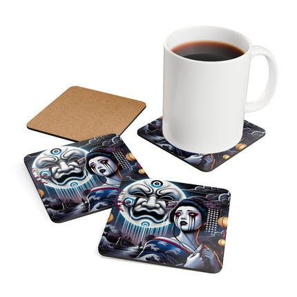 Geisha’s Black Ink Tears Corkwood Coaster Set