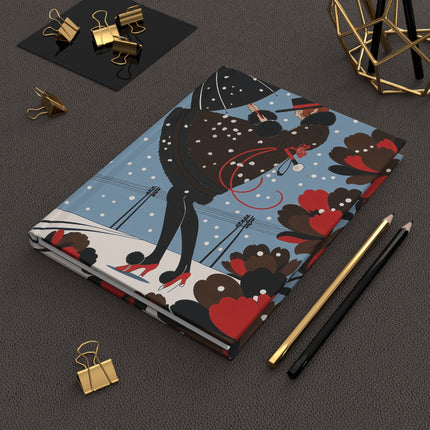 ❄️🌹 The Lady Of The Snowfall Garden Hardcover Journal – Art Deco Winter Fashion Whimsy