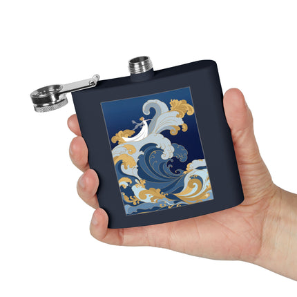 Wave Enchantress Flask – Oceanic Grace & Golden Tides