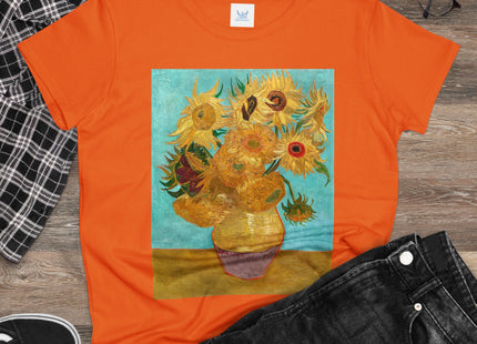Vase with Twelve Sunflowers by Vincent van Gogh Women's Midweight Cotton Tee