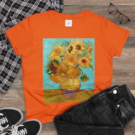 Vase with Twelve Sunflowers by Vincent van Gogh Women's Midweight Cotton Tee