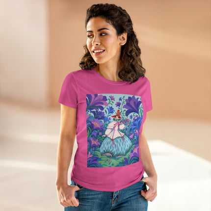 🌸🎶 The Garden Melody Cotton Tee – Art Deco Floral Whimsy